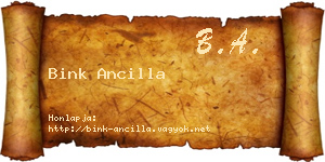 Bink Ancilla névjegykártya